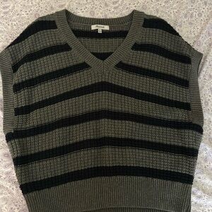 Madewell Gray and Black V-Neck Sweater